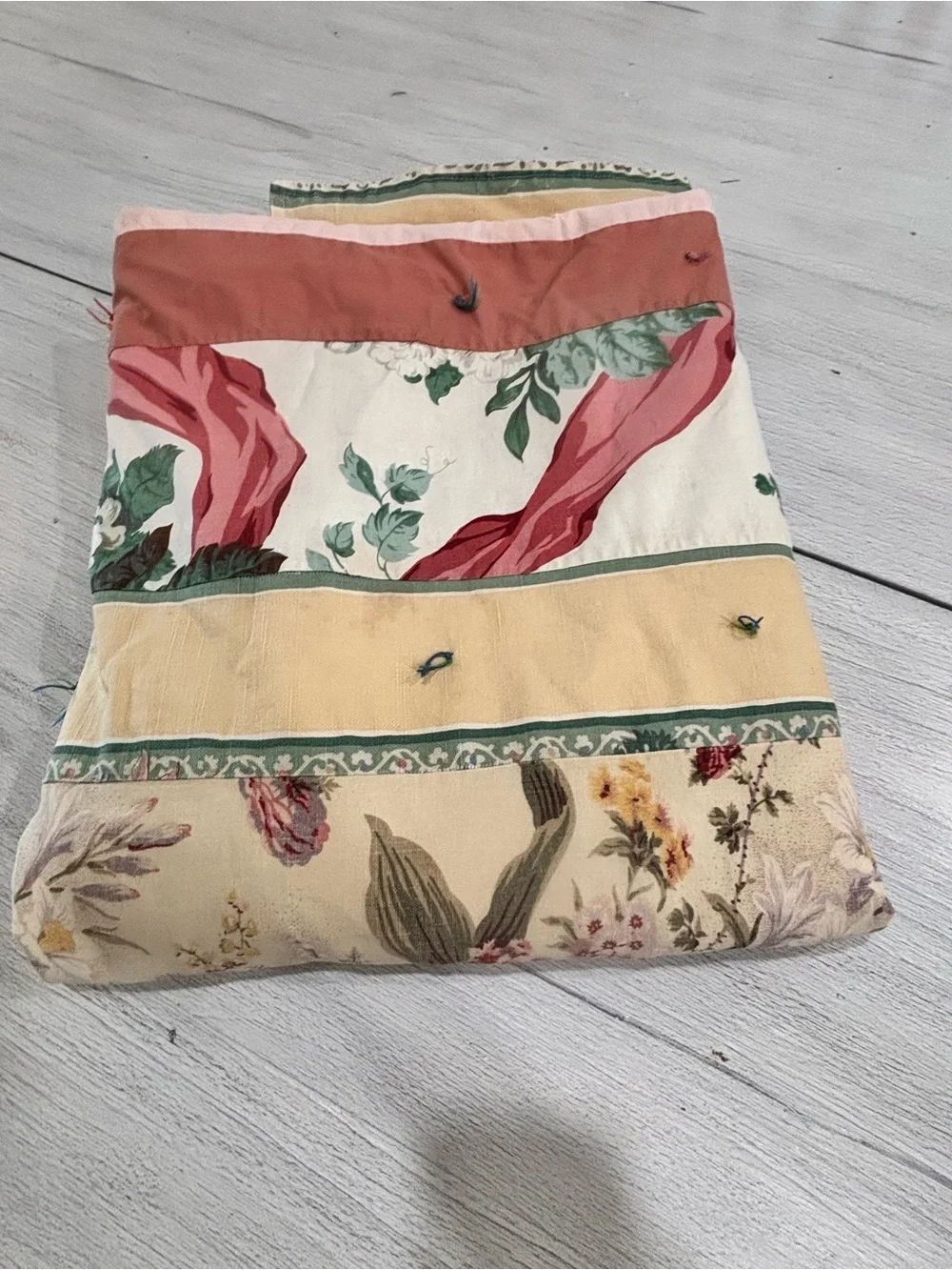 Vintage OOAK Hand Sewn Striped Thin Quilt No Batting Lightweight Shabby 60”X80”